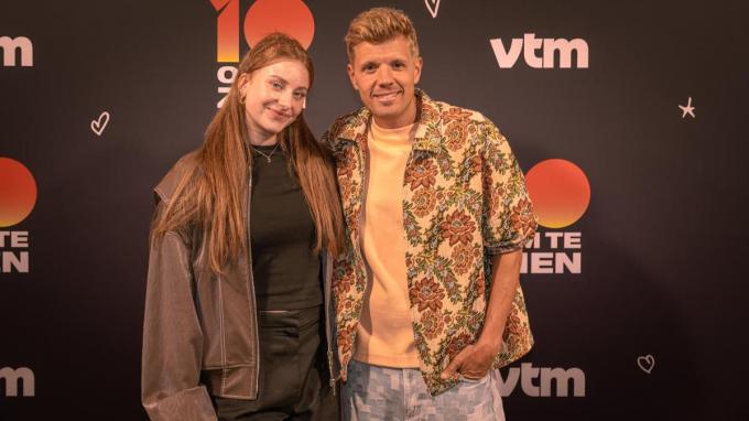 Line & Jaap aan de VTM-fotowand.