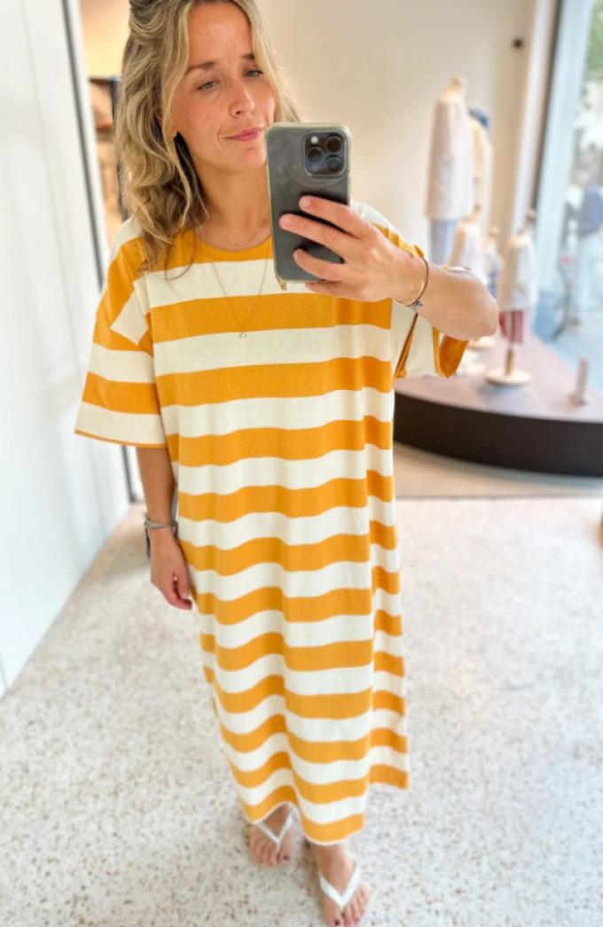 Gestreepte T-shirtjurk 