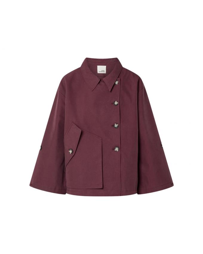 Bordeaux jas met zijdelingse knopen