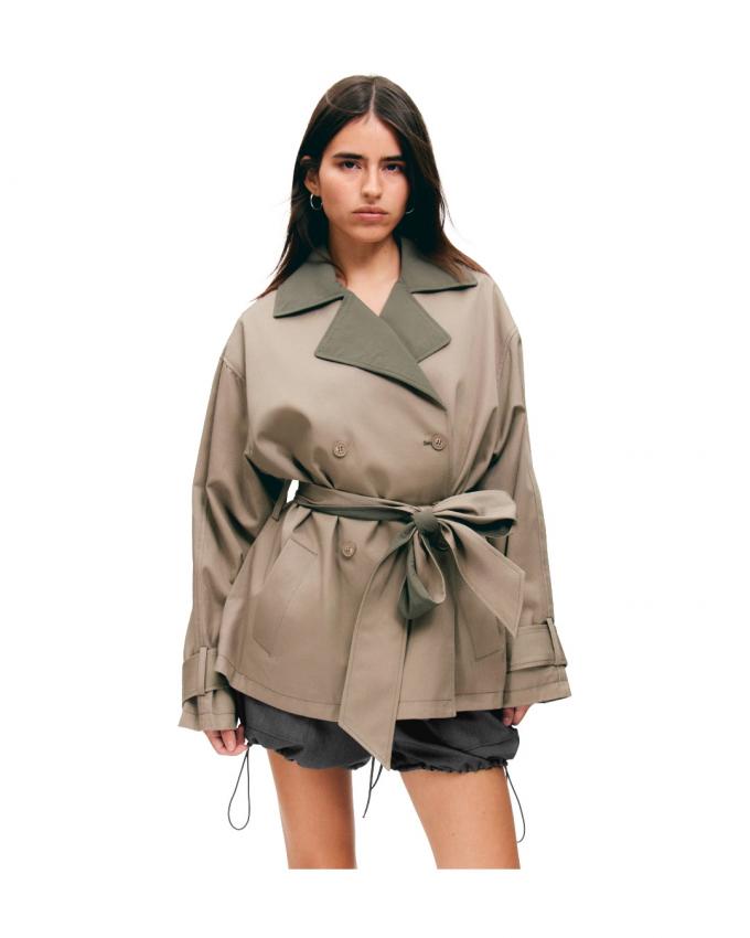 Omkeerbare trenchjas met lint