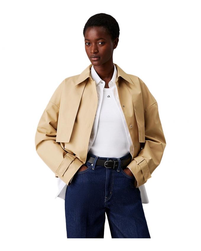 Cropped jas in zandkleur