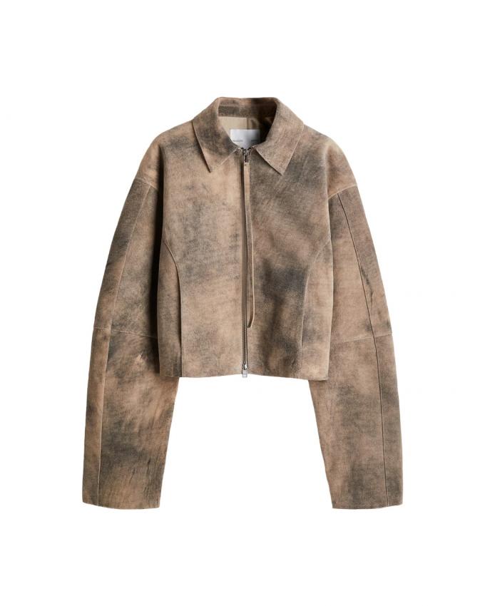 Suède jas met verwassen look