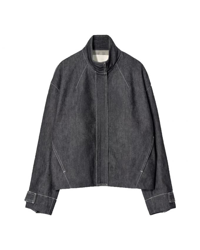 Denim jas met opstaande kraag