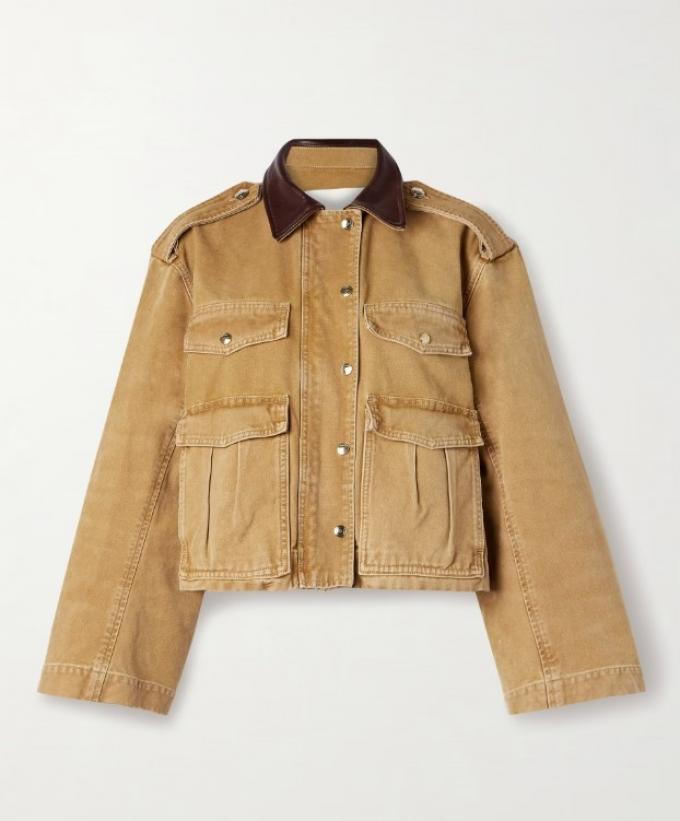 Cropped barn jacket in zandkleur