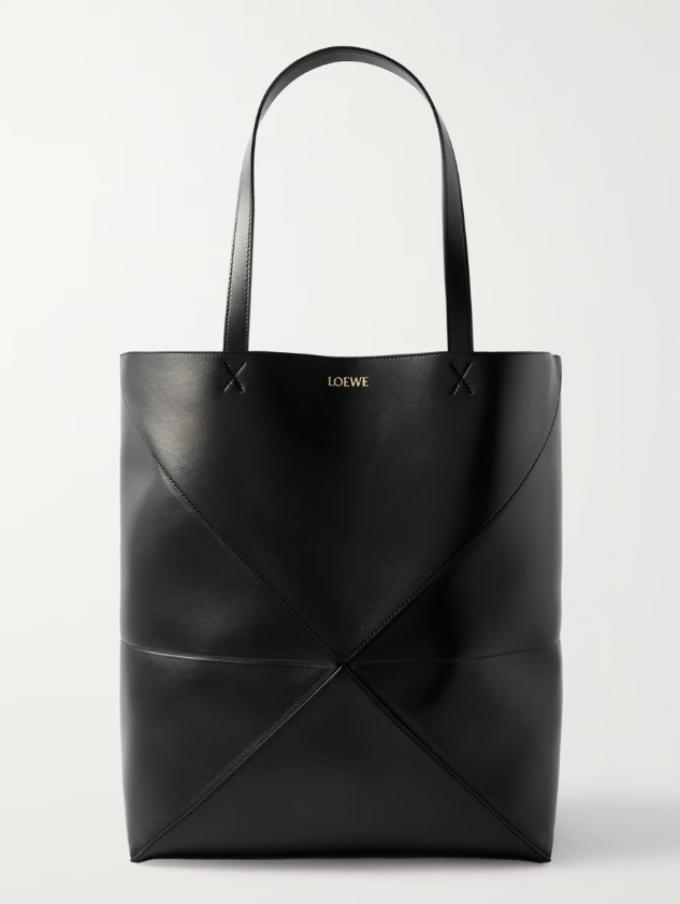 Zwarte leren tote bag/shopper
