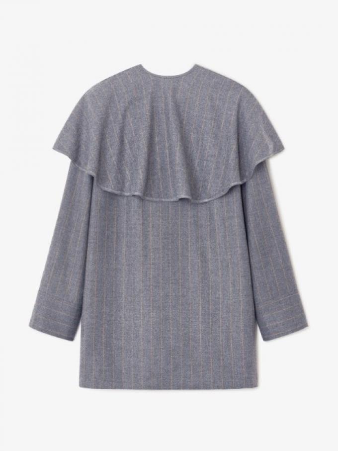 Jurk in tweed met ruches en krijtstreep