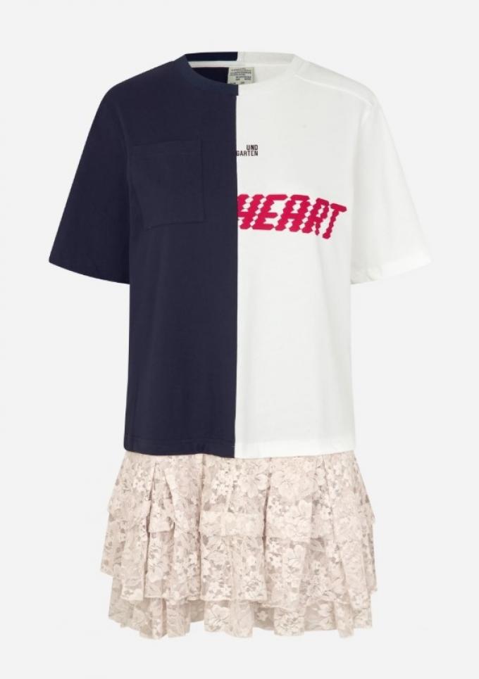 Preppy baseball-jurk met kant