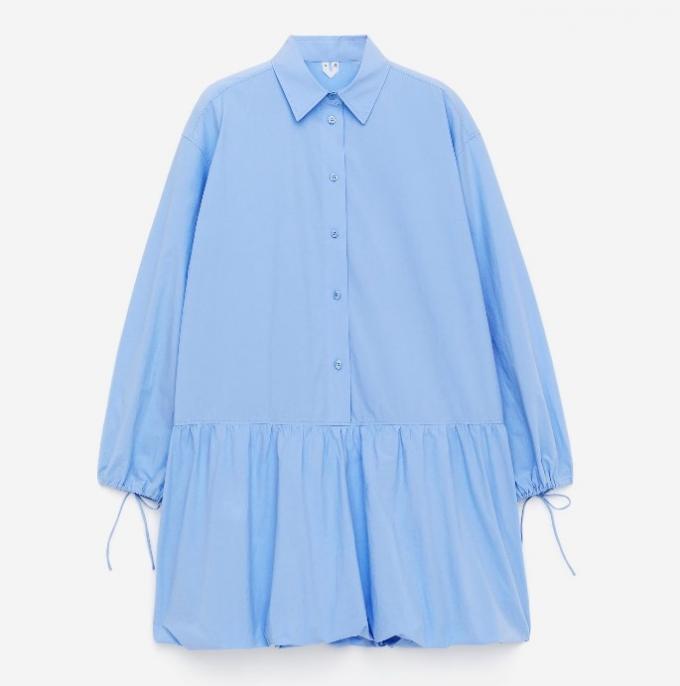 Lichtblauwe hemdjurk met ballonrok
