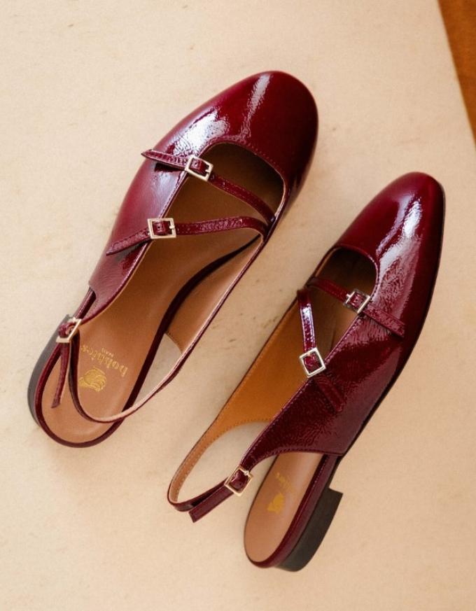 Laqué roden slingbacks met dubbel bandje