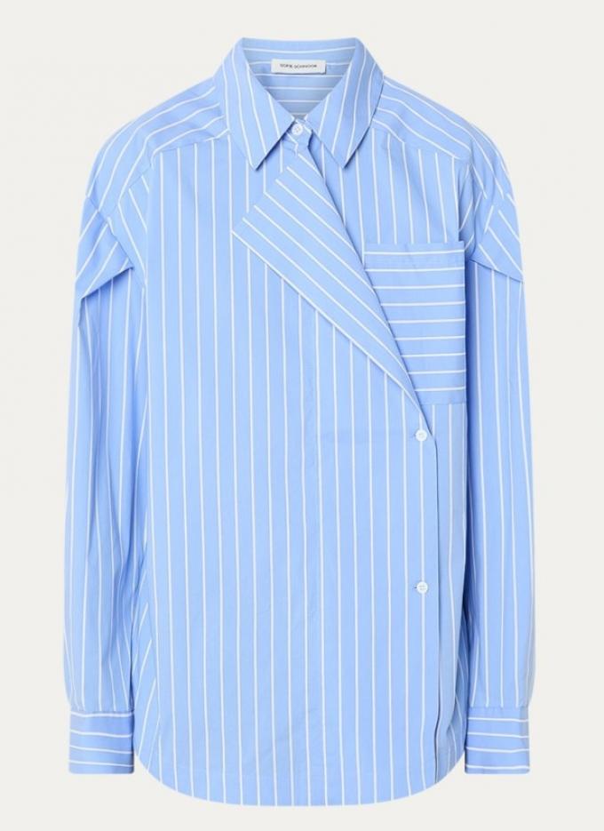 Asymmetrisch hemd met krijtstreep