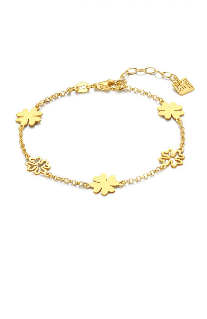 Goudkleurig armbandje met bloemen 