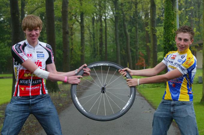 Een beeld uit de oude doos: Tim Declercq met Matthias Allegaert.