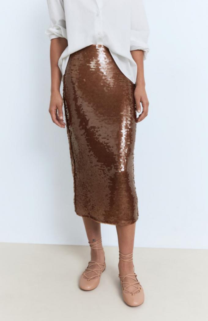 Bruinmidirok met pailletten