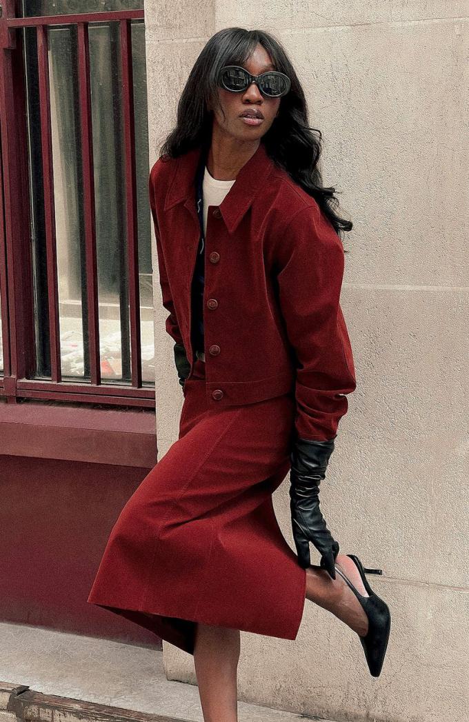 Bordeaux suède midirok 