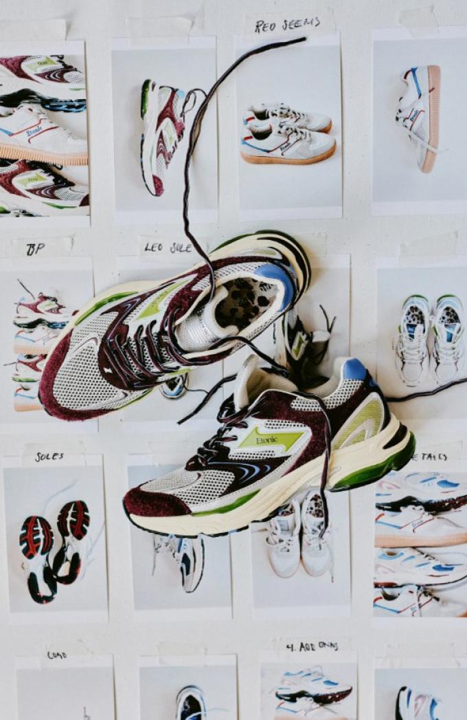 Meerkleurige sneakers met chunky zool