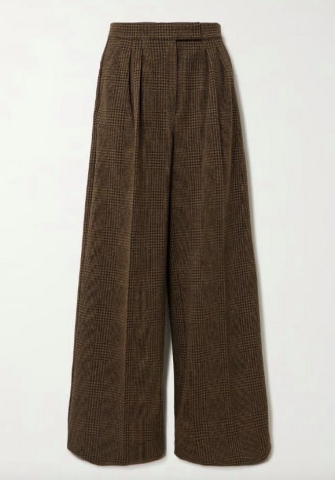 Pantalon taille haute à carreaux