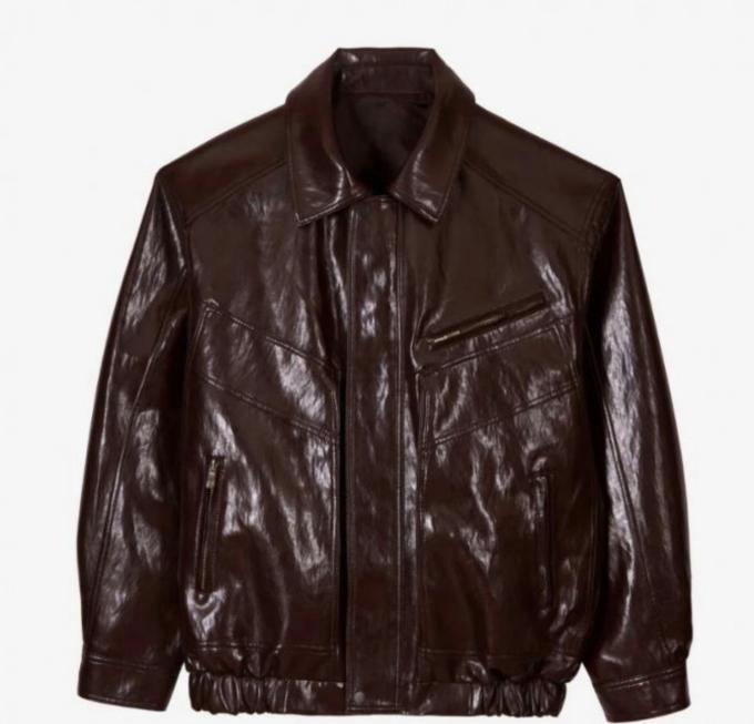 Bomber chocolat à manches bouffantes