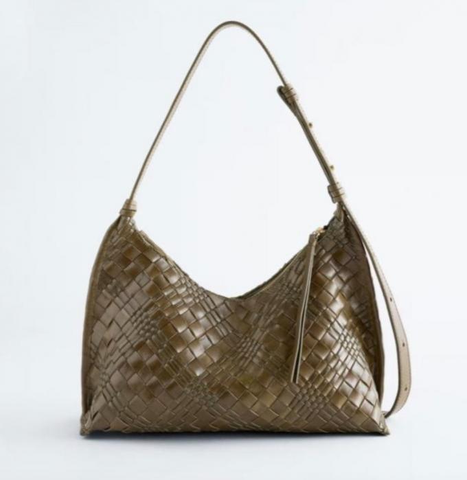 Sac à main tressé en simili cuir vert