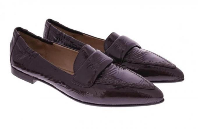 Mocassins vernis teinte aubergine