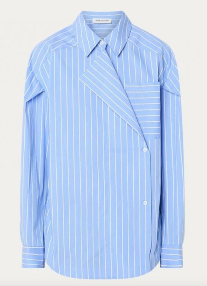 Chemise asymétrique à rayures fines