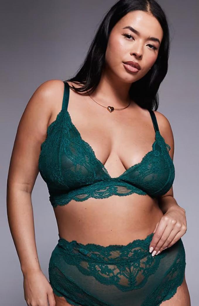 Mosgroene bralette van kant 