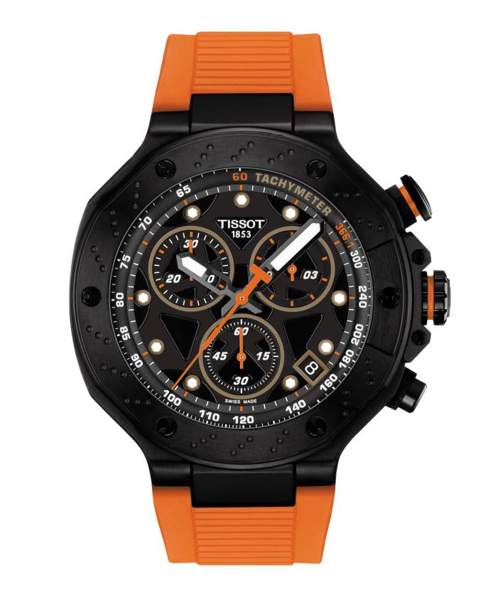 T-Race Quartz Chronograph met krasbestendig saffierglas met antireflecterende coating, 316L roestvrijstalen kast met zwarte PVD-coating (45 mm)