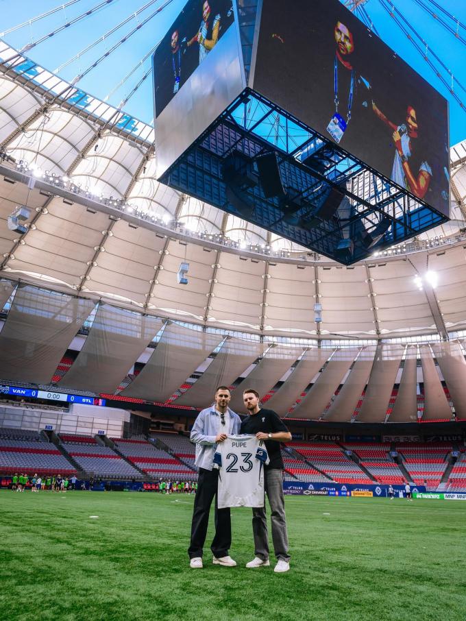 Pupe in het BC Stadium, de thuishaven van de Whitecaps die plaats biedt van 55.000 fans.
