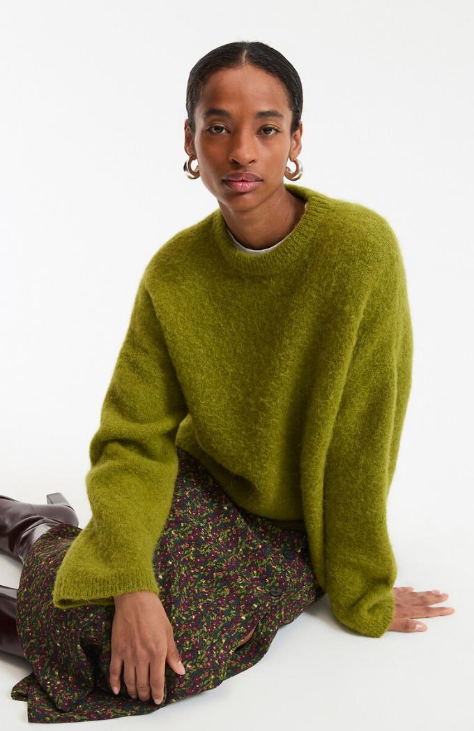 Groene trui van alpacamix