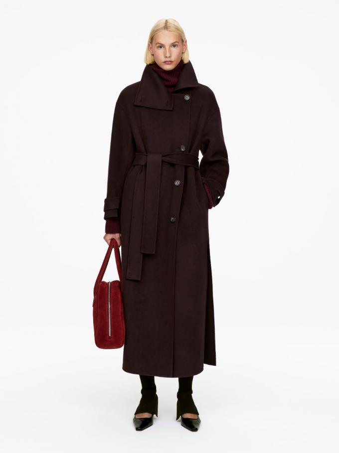 Manteau en laine à col haut