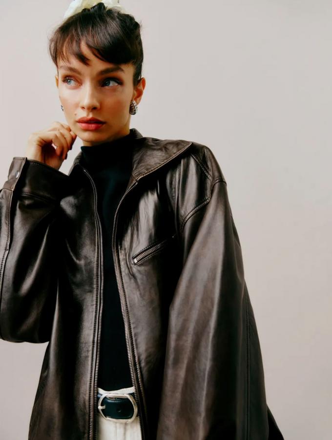 Bomber oversize en cuir