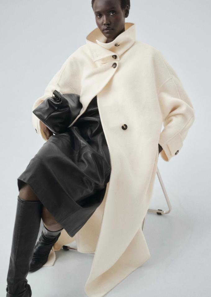 Manteau en laine à col cheminée