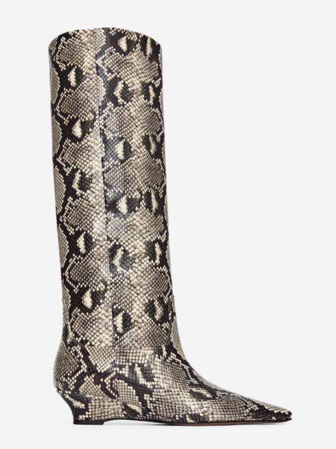 Kniehoge laarzen met slangenprint