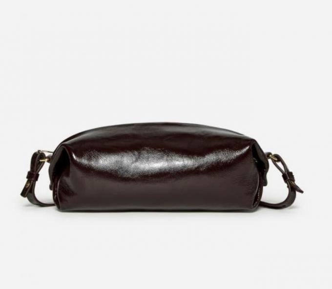 Sac à bandoulière en cuir laqué bordeaux