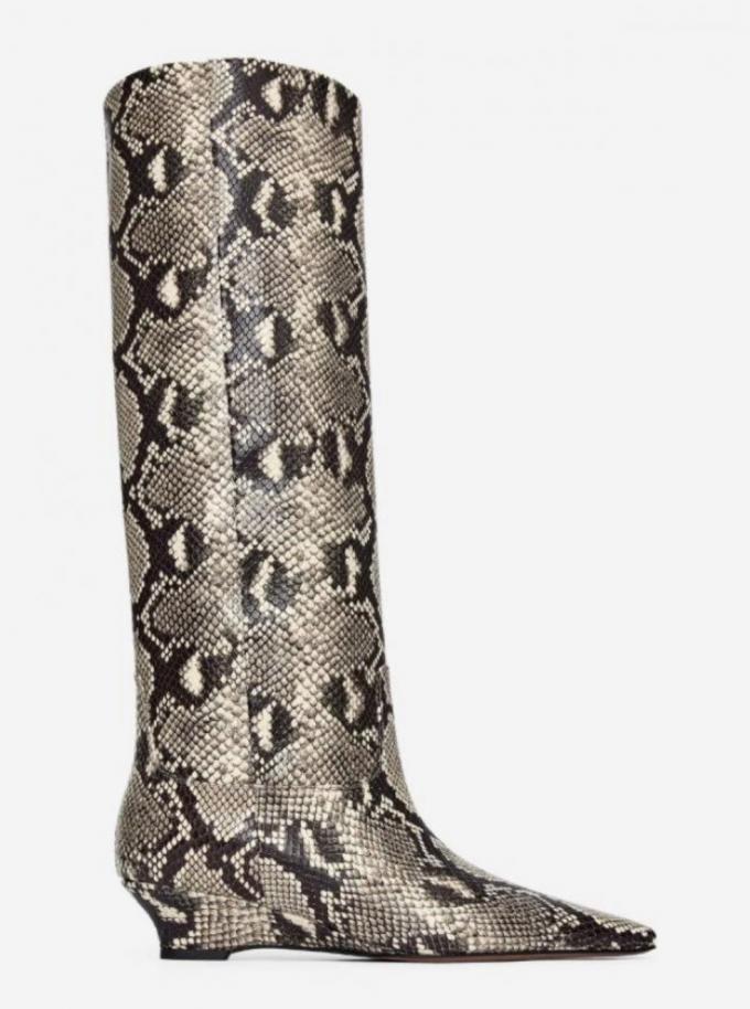 Bottes montantes à imprimé serpent