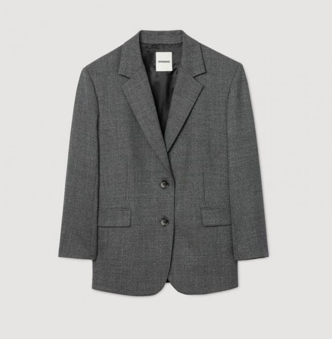Grijze blazer met ruime fit 