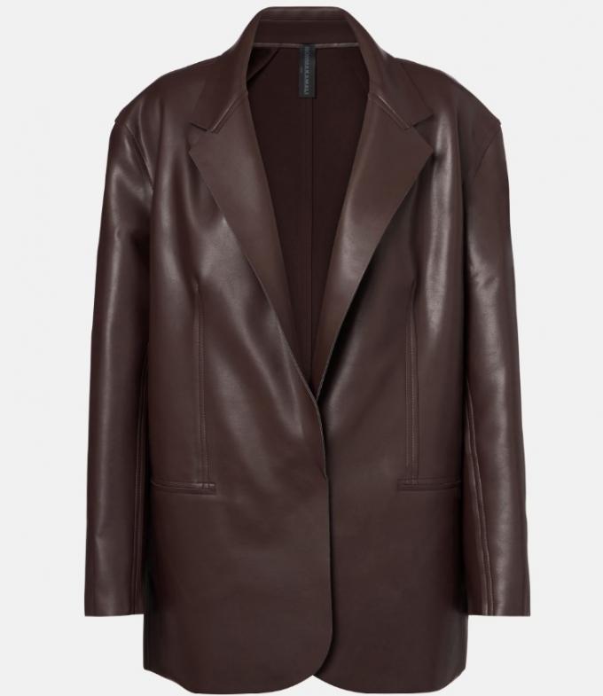 Faux-leren blazer in chocoladebruin 