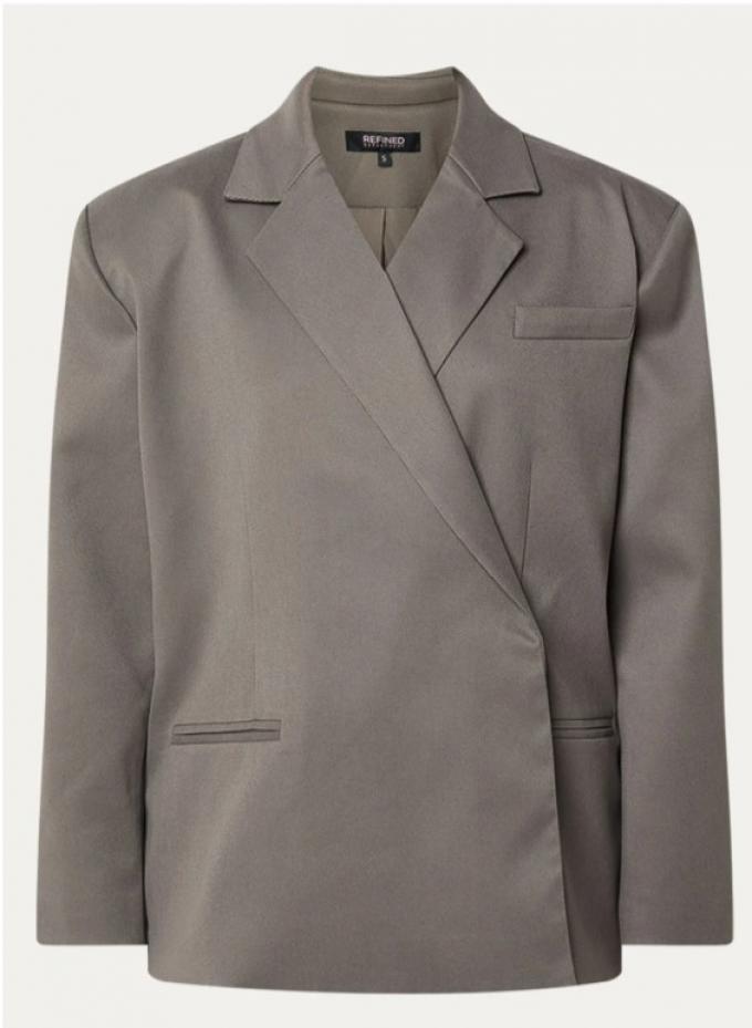 Glanzende grijze blazer met overslag