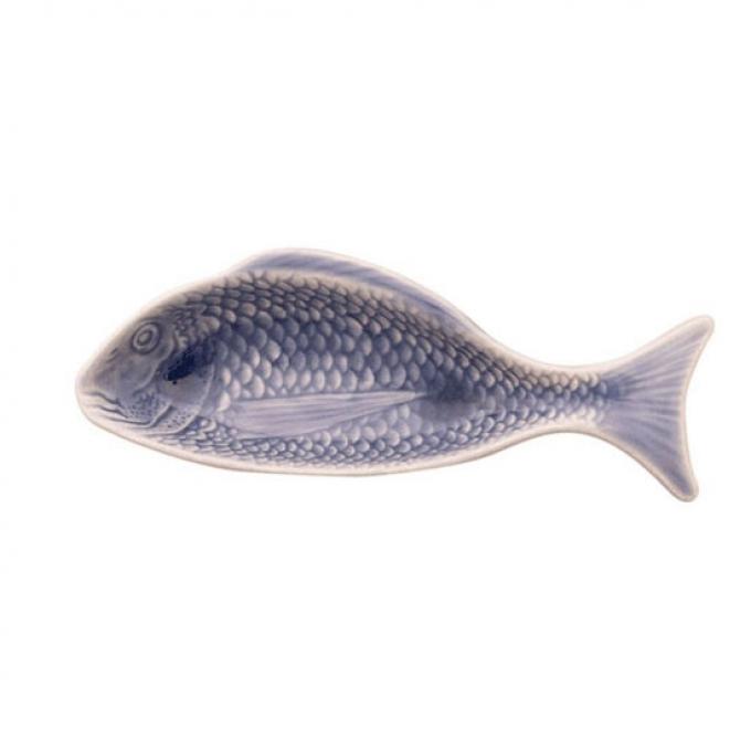 Blauw aardewerken visschaaltje