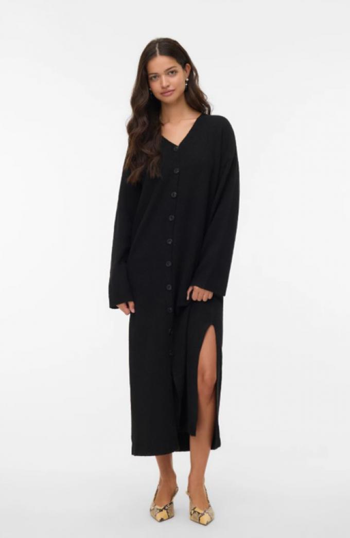 Zwarte trui-jurk met split