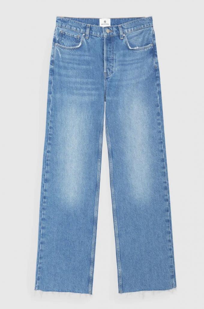 Low-rise jeans in lichte wassing met rechte pijpen 