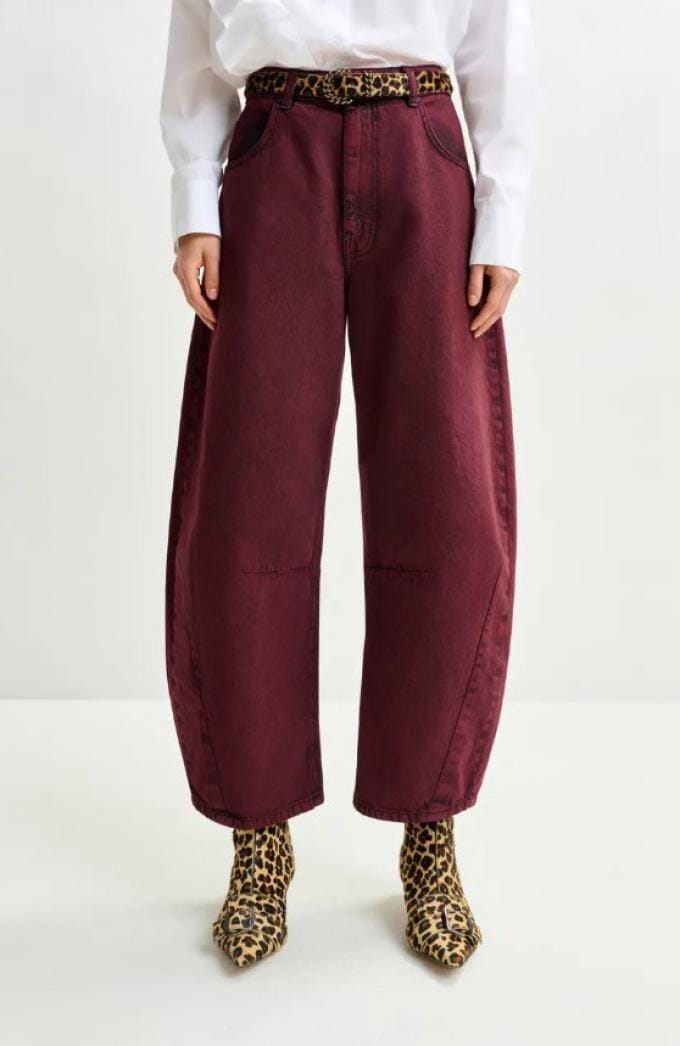 La pantalon barrel bordeaux