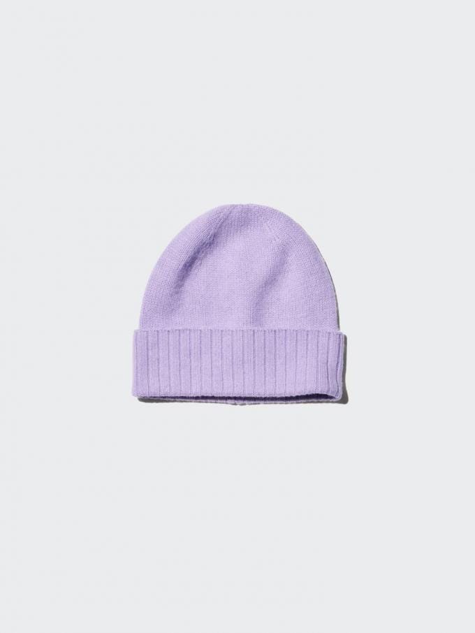 Lila beanie uit 100% kasjmier