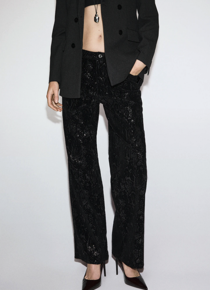 Pantalon droit à paillettes
