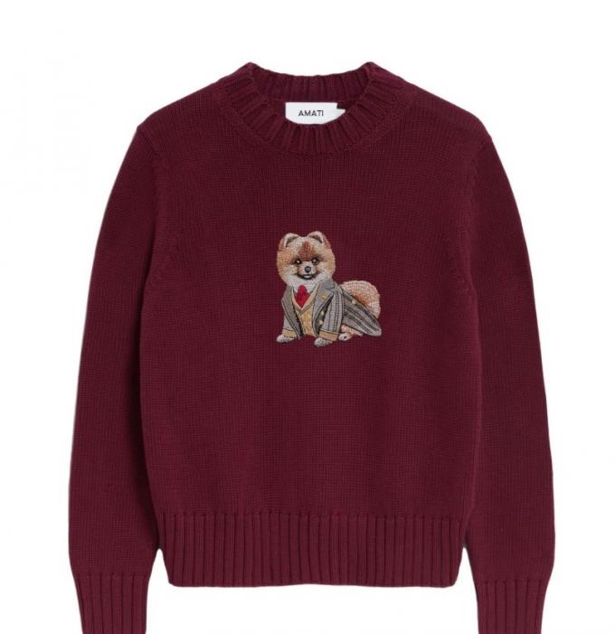 Bordeauxrode trui met hond