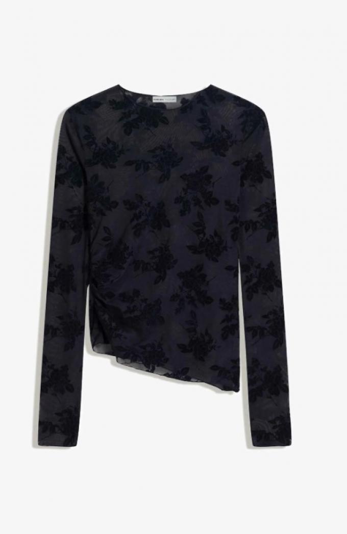 Mesh top met bloemenprint