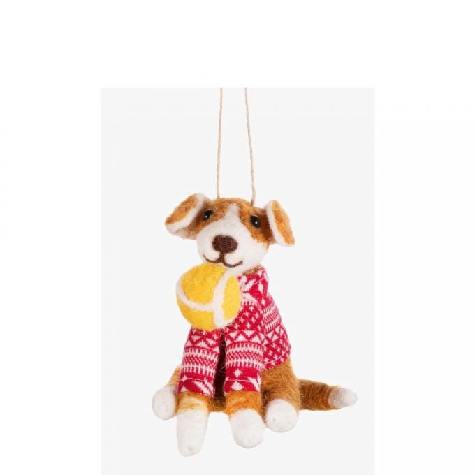 Kersthanger met hondje in wol