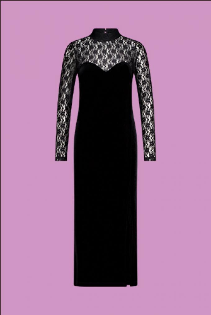 Jurk uit fluweel en kant