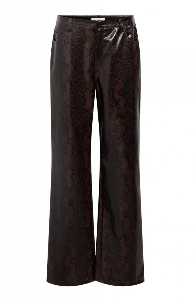 Bruine broek van lakleer