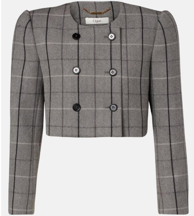 Cropped blazer met ruitjes