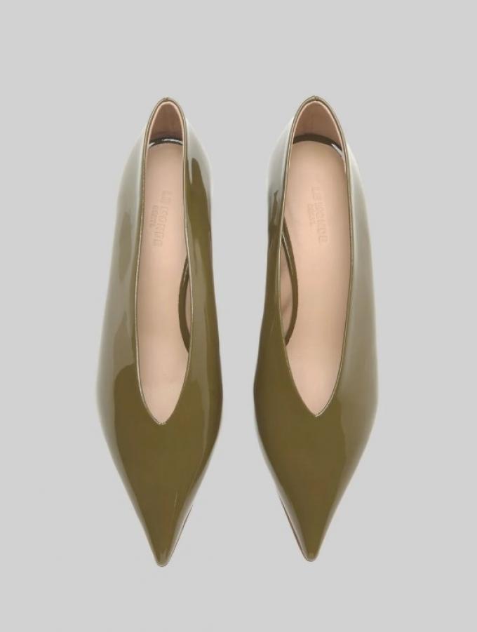 Lakleren muiltjes in kakigroen